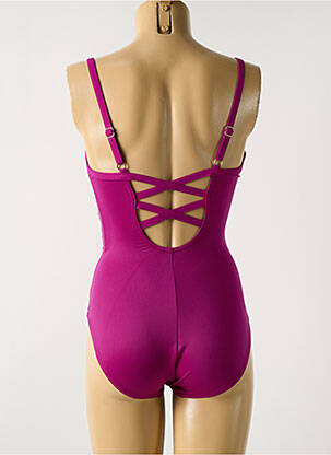 Maillot de bain 1 pièce effet matière satinée haut soutien-gorge moulé violet MIRACLESUIT femme