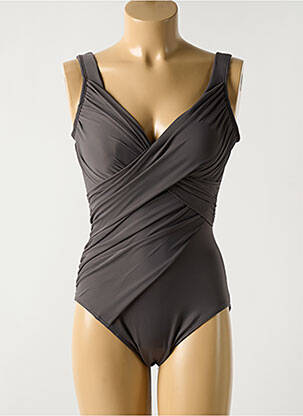 Maillot de bain 1 pièce effet matière satinée haut soutien-gorge moulé gris MIRACLESUIT femme