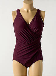 Maillot de bain 1 pièce effet matière satinée haut soutien-gorge moulé violet MIRACLESUIT femme