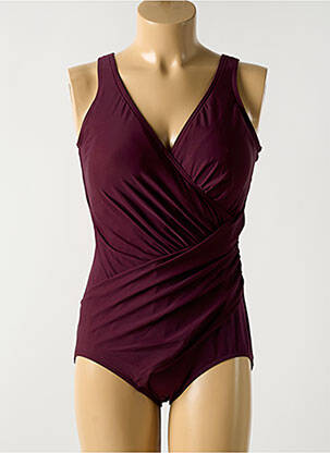 Maillot de bain 1 pièce effet matière satinée haut soutien-gorge moulé violet MIRACLESUIT femme