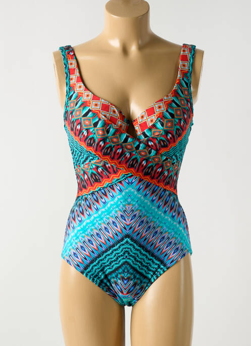 Maillot de bain 1 pièce imprimé fantaisie haut soutien-gorge moulé bleu MIRACLESUIT femme