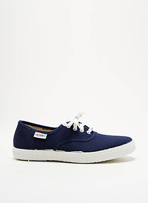 Baskets bout rond talon plat jusqu'à 3cm bleu VICTORIA femme
