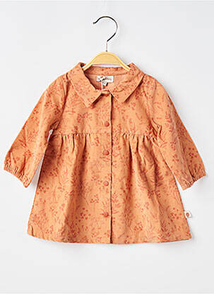 Robe mi-longue fermeture pressionnée manches longues orange MOULIN ROTY fille