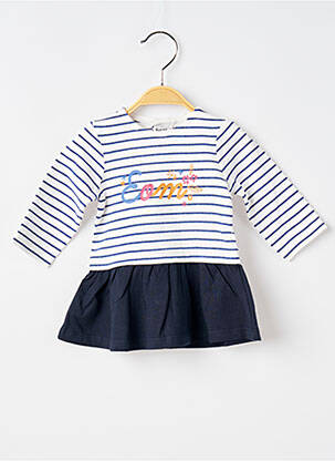 Robe mi-longue fermeture pressionnée manches longues bleu ELLE EST OU LA MER fille