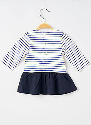 Robe mi-longue fermeture pressionnée manches longues bleu ELLE EST OU LA MER fille