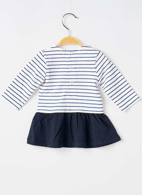 Robe mi-longue fermeture pressionnée manches longues bleu ELLE EST OU LA MER fille