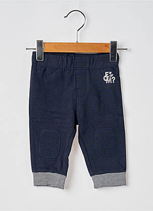 Pantalon droit tissage molletoné taille élastique bleu ELLE EST OU LA MER garcon