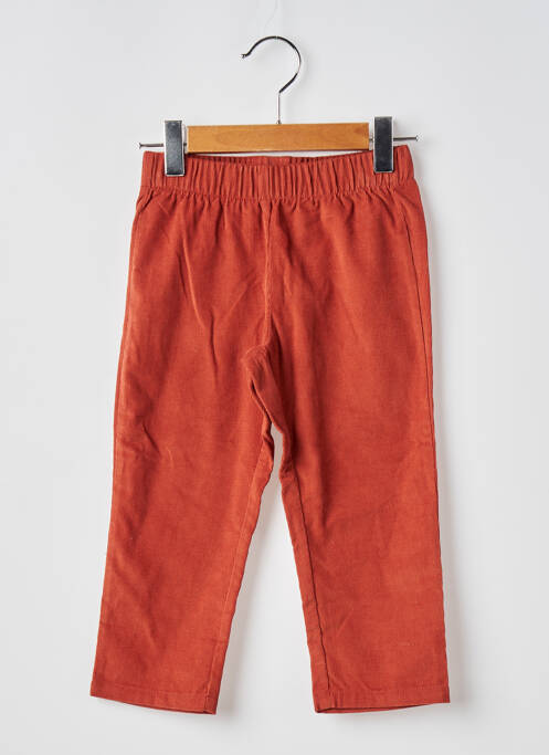 Pantalon droit tissage velours taille élastique orange MOULIN ROTY fille