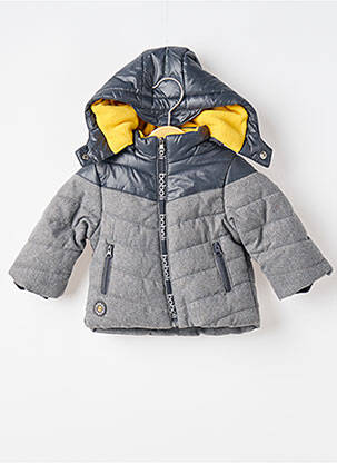Doudoune col col montant a capuche gris BOBOLI garçon