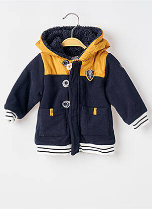 Manteau court fermeture boutonnée sur le devant a capuche bleu ELLE EST OU LA MER garçon