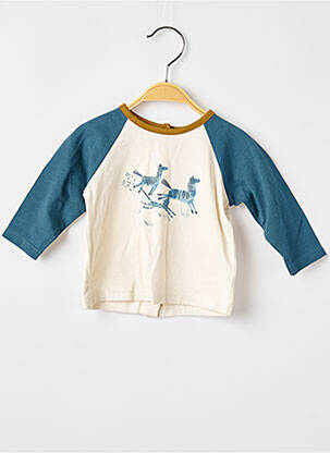 T-shirt fermeture pressionnée manches longues bleu MOULIN ROTY garçon