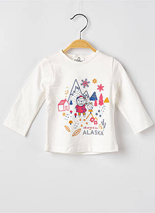 T-shirt coupe droite manches longues blanc ELLE EST OU LA MER fille