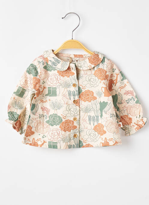 Chemisier coupe droite manches longues beige MOULIN ROTY fille