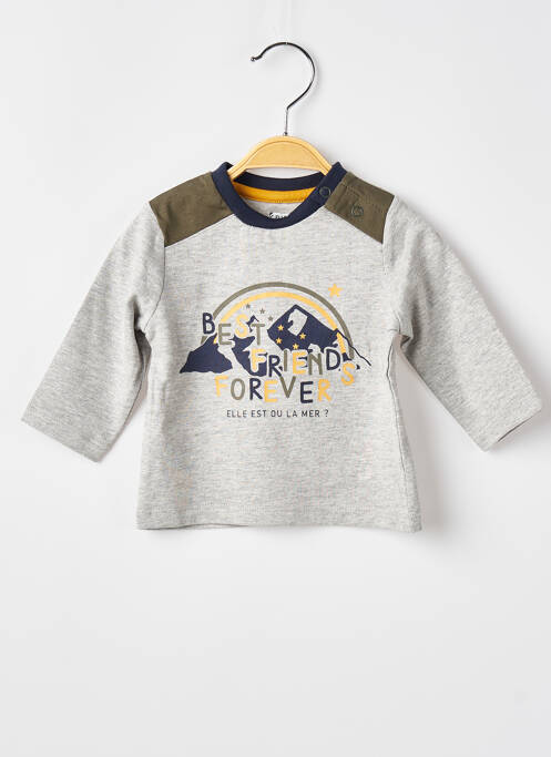 T-shirt manches longues manches longues gris ELLE EST OU LA MER garcon