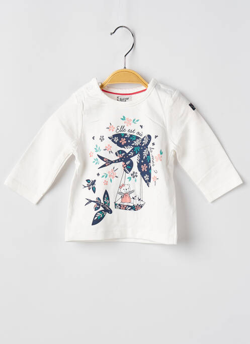 T-shirt blanc ELLE EST OU LA MER pour fille
