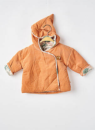 Manteau court fermeture boutonnée sur le devant a capuche orange MOULIN ROTY fille