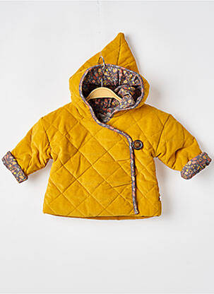 Manteau court fermeture boutonnée sur le devant a capuche jaune MOULIN ROTY fille