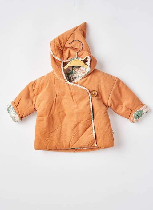 Manteau court coupe droite a capuche orange MOULIN ROTY fille