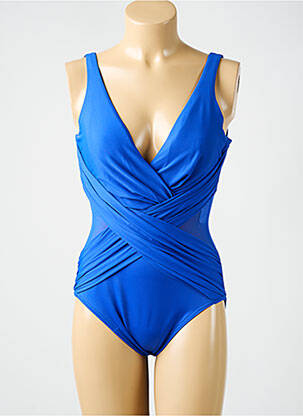 Maillot de bain 1 pièce effet matière satinée haut soutien-gorge moulé bleu MIRACLESUIT femme