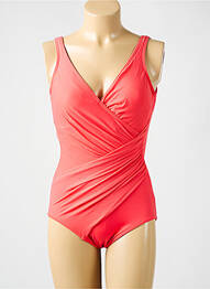 Maillot de bain 1 pièce effet matière satinée haut soutien-gorge moulé orange MIRACLESUIT femme