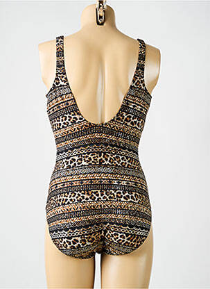 Maillot de bain 1 pièce imprimé fantaisie haut triangles marron MIRACLESUIT femme