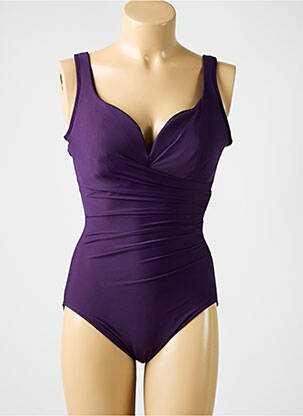 Maillot de bain 1 pièce effet matière satinée haut soutien-gorge moulé violet MIRACLESUIT femme