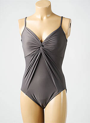 Maillot de bain 1 pièce effet matière satinée haut soutien-gorge emboitant gris MIRACLESUIT femme
