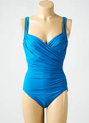 Maillot de bain 1 pièce effet matière satinée haut soutien-gorge emboitant bleu MIRACLESUIT femme