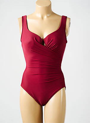 Maillot de bain 1 pièce effet matière satinée haut soutien-gorge moulé rouge MIRACLESUIT femme