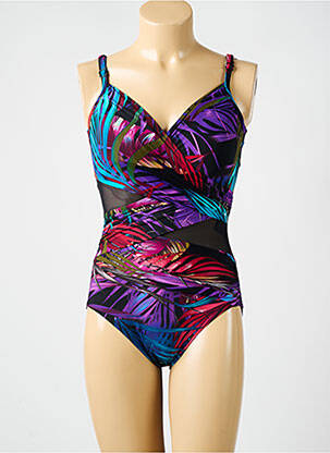 Maillot de bain 1 pièce effet matière satinée haut soutien-gorge moulé noir MIRACLESUIT femme