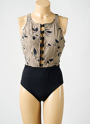 Maillot de bain 1 pièce imprimé fantaisie haut soutien-gorge emboitant marron AMORESSA femme