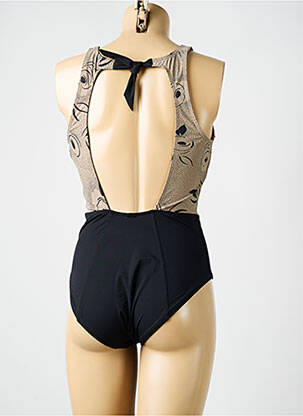 Maillot de bain 1 pièce imprimé fantaisie haut soutien-gorge emboitant marron AMORESSA femme