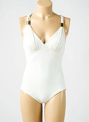 Maillot de bain 1 pièce stretch haut soutien-gorge moulé blanc AMORESSA femme