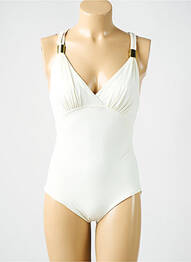 Maillot de bain 1 pièce stretch haut soutien-gorge moulé blanc AMORESSA femme