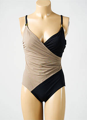 Maillot de bain 1 pièce stretch haut soutien-gorge moulé marron AMORESSA femme