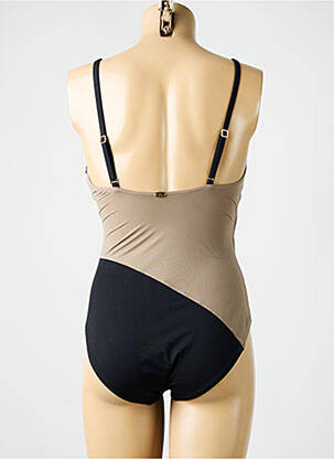 Maillot de bain 1 pièce stretch haut soutien-gorge moulé marron AMORESSA femme
