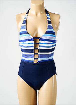 Maillot de bain 1 pièce stretch haut soutien-gorge moulé bleu AMORESSA femme