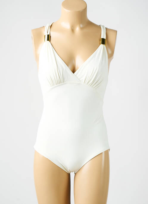 Maillot de bain 1 pièce stretch haut soutien-gorge moulé blanc AMORESSA femme