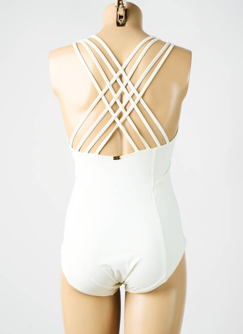 Maillot de bain 1 pièce stretch haut soutien-gorge moulé blanc AMORESSA femme