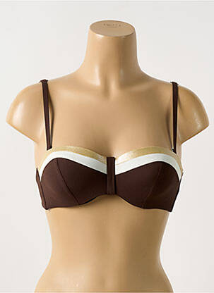 Haut de maillot de bain stretch haut soutien-gorge moulé marron CYELL femme