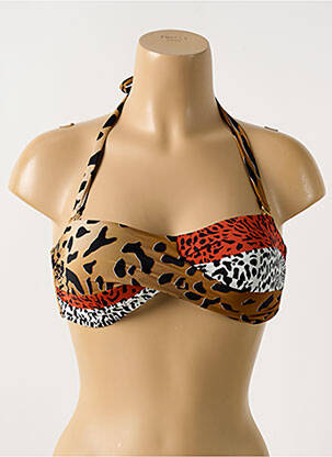 Haut de maillot de bain stretch haut soutien-gorge moulé marron MIRADONNA femme