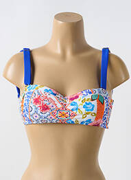 Haut de maillot de bain stretch haut soutien-gorge moulé bleu PHAX femme