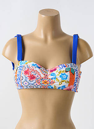 Haut de maillot de bain stretch haut soutien-gorge moulé bleu PHAX femme