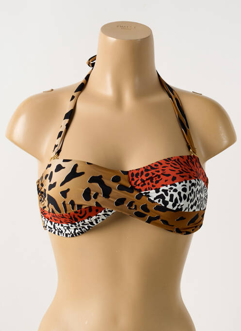 Haut de maillot de bain stretch haut soutien-gorge moulé marron MIRADONNA femme