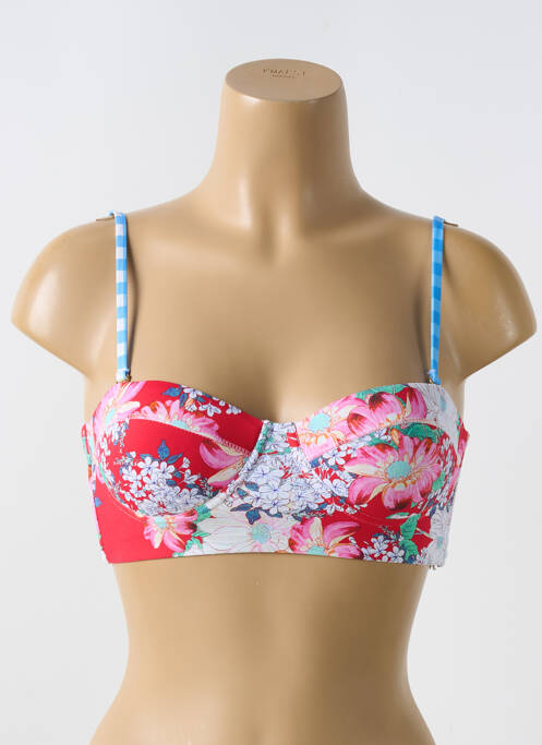 Haut de maillot de bain stretch haut soutien-gorge moulé rouge PHAX femme
