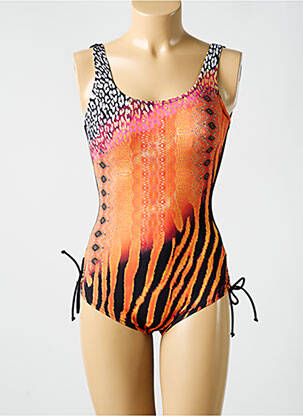 Maillot de bain 1 pièce imprimé fantaisie orange MIRADONNA femme
