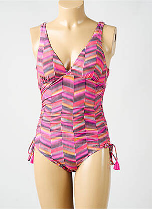 Maillot de bain 1 pièce imprimé fantaisie rose CYELL femme