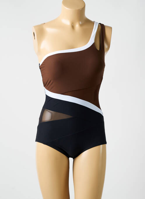 Maillot de bain 1 pièce marron MIRADONNA pour femme