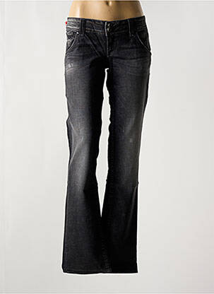 Jeans coupe droite effet usé délavé taille basse gris GUESS femme