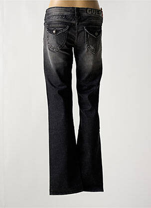 Jeans coupe droite effet usé délavé taille basse gris GUESS femme